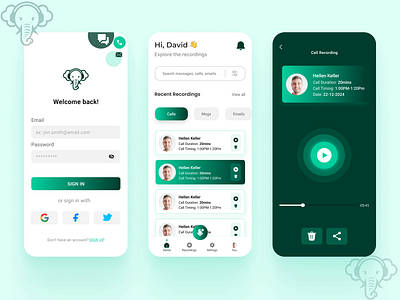 ELEPHANT BRAIN APP branding graphic design ui ux