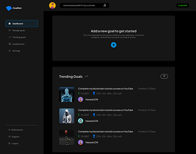 Trending Goals - GoalDen dappdesign