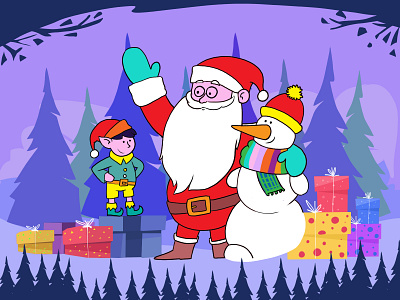 Christmas Illustration Series, Day 5 24 decmber 2d app branding cartoon christmas christmas illustration design illustration red blue mix santa series snow winter