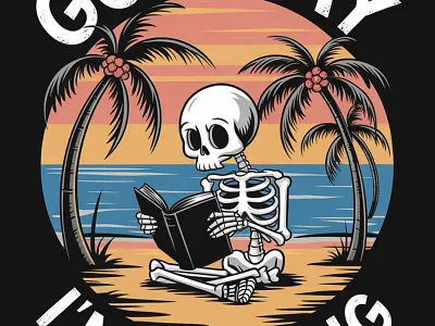 Skeleton Beach Bliss T-Shirt Design – Fun and Unique branding design graphic design illustration logo logo design t shirt design typography design vector