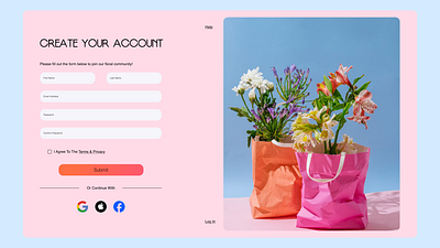 Sign-Up page for Flower shop branding design graphic design signeup typography ui vector