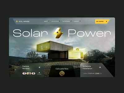 SolaRise - Initial Hero Concept 3d aesthetic branding dashboard energy geolocation hero section house landing panels solar ui whitelabel