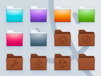 Forstall Folders, Vol. 3 aqua brown candy design folders forstall icon icons illustration imac macos plastic