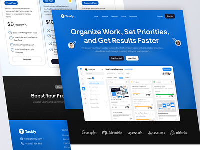 Landing Page - Taskly Task Management📃 3d animation branding calendar feature task graphic design landing page logo manage manage task management motion graphics organize task task management taskly ui work