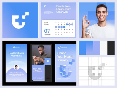 UrbanWell : Online Health Consultancy - Visual Identity apps branding brand brand guidelines brand identity branding clean graphic design health health branding identity logo logo design logo designer logomark marketing medical branding startup visual branding visual identity wellness