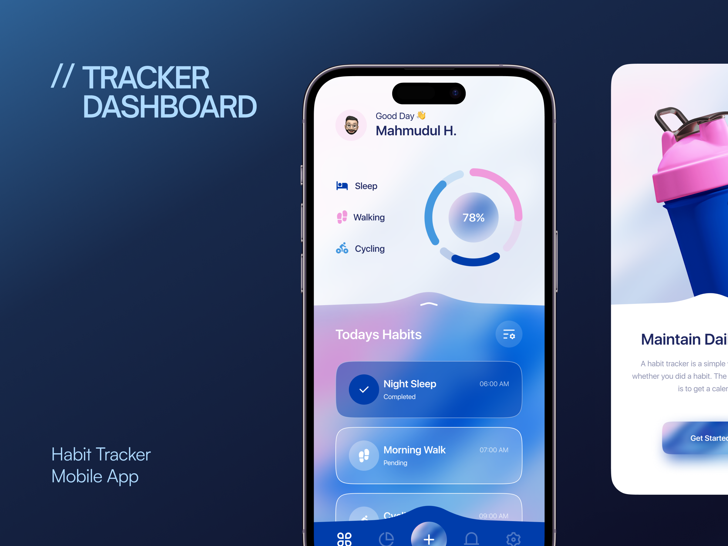 Example of Habit Tracker Mobile App UI/UX Design