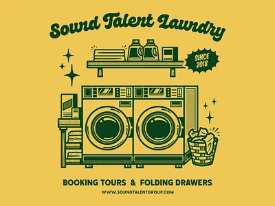 Sound Talent Laundry | Graphic for SoundTalentGroup 30s cartoon branding cartoon illustration design fun illustration graphic design groovy handdrawn illustration handdrawn logo illustration laundry logo mascot retro retro design retro illustration vector vintage design vintage illustration washing machine