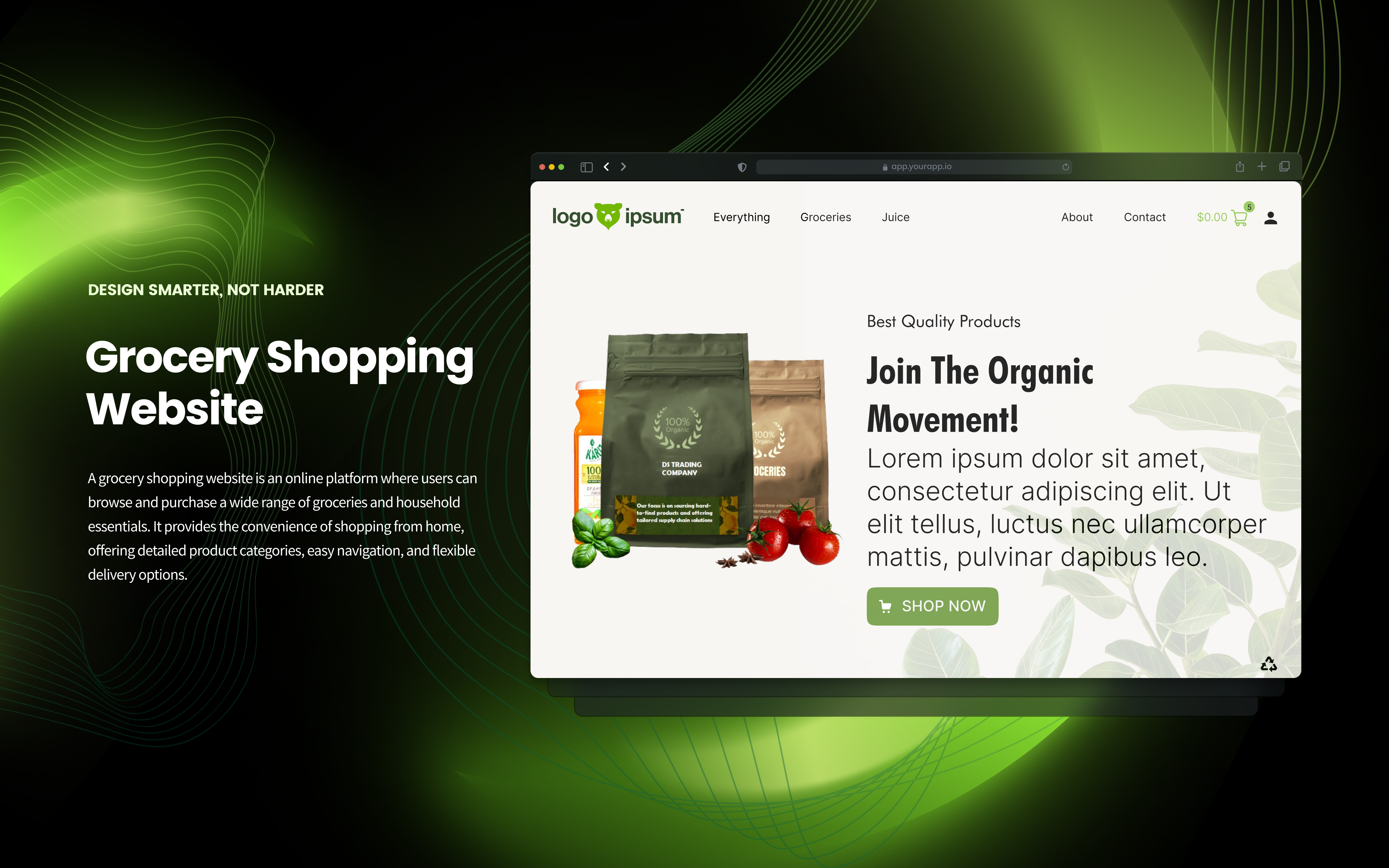 Grocery Shopping Website animation branding graphic design home page illustration typography ui ux website