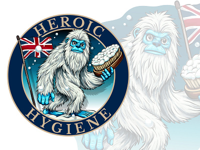 "HEROIC HYGIENE" Logo Design affinity affinity design britain character character design hygiene illustration logo logo design mascot texturized vector vector texturing yeti