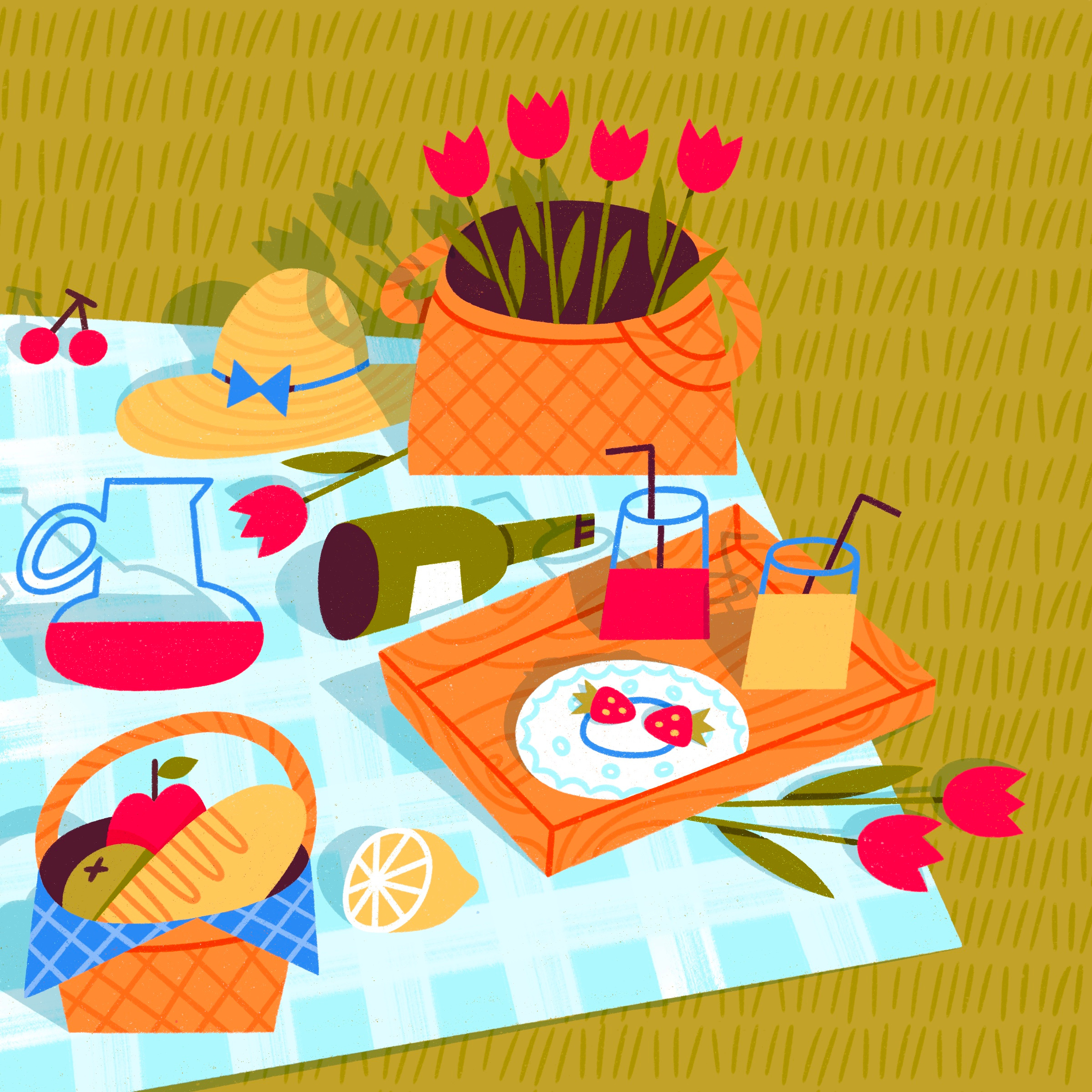 Sunny picnic breakfast creative food graphic illustration picnic procreate summer sunny