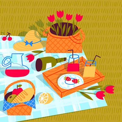 Sunny picnic breakfast creative food graphic illustration picnic procreate summer sunny