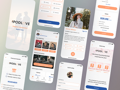 Dating App UI Design ai app dating dating app design love match mobile app podcast ui ui design uiux uiux design user interface