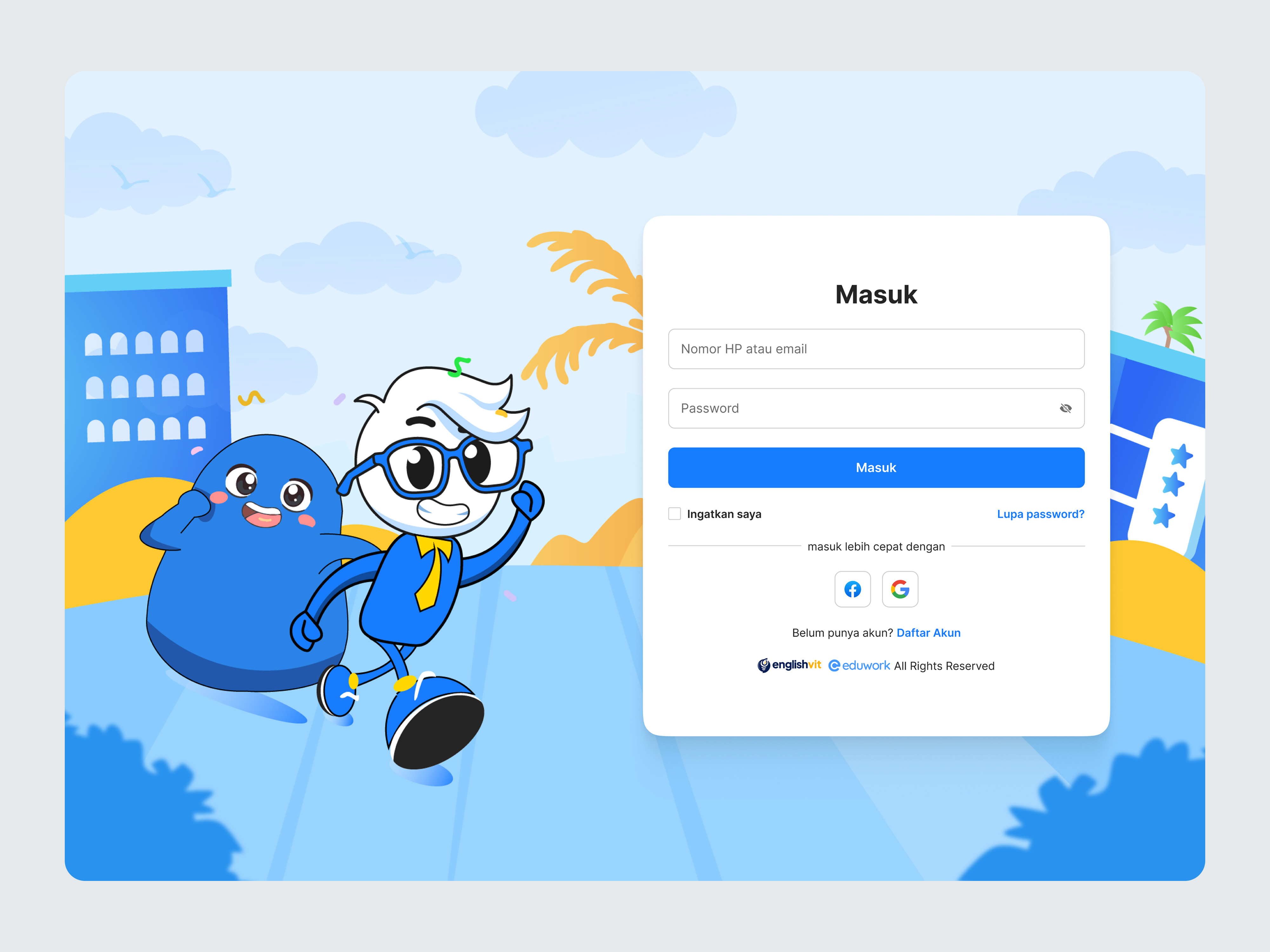 Redesign Login & Register Eduwork edutech eduwork illustration interface landingpage loginpage register signin uidesign uitrends ux