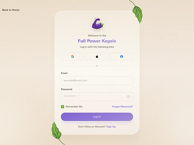 Full Power Kegel Courses | Log In design figma landing page sign in ui ux web design