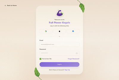 Full Power Kegel Courses | Log In design figma landing page sign in ui ux web design