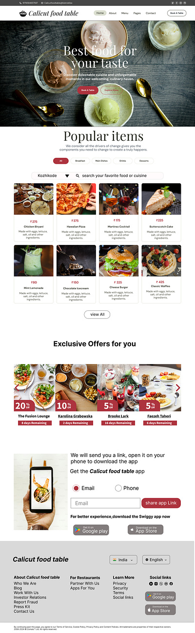 Food app UI/UX graphic design ui