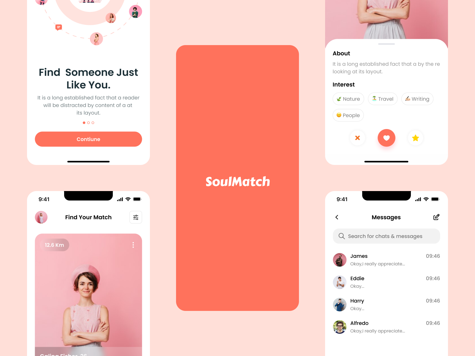 SoulMatch dating app - UI Design💌 999watt abstract design graphic design logo ui ux