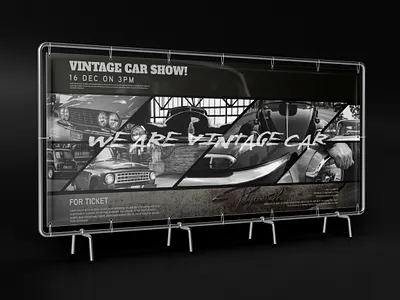 Vintage Car Show - Banner Design ads ads design banner banner design bealboard branding design graphic design poster social media design