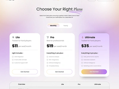 SaaS Pricing Page Design design interface monthly payments price pricing pricing card pricing page pricing plan pricing section pricing table product saas saas design saas page saas pricing saas website ui ux yearly