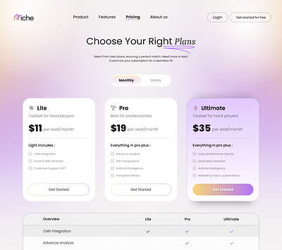 SaaS Pricing Page Design design interface monthly payments price pricing pricing card pricing page pricing plan pricing section pricing table product saas saas design saas page saas pricing saas website ui ux yearly