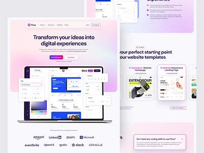 Flow Build - No Code Website Builder ai builder builder header landing page no code builder no code builder website saas saas website ui uiux web web design website website design