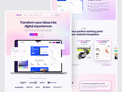 Flow Build - No Code Website Builder ai builder builder header landing page no code builder no code builder website saas saas website ui uiux web web design website website design