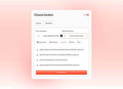 Location selector - Car Renting car renting location ui