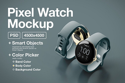 Pixel Watch Mockup android mockup google pixel mockup pixel watch mockup smartwatch mockup watch mockup wear os mockup wearable mockup