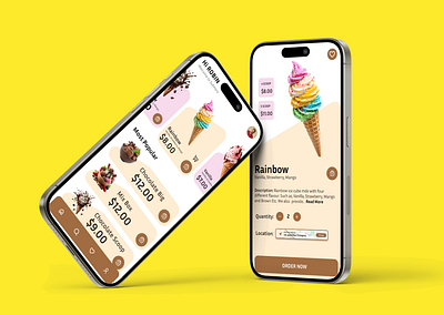 Ice Cream App UI branding colourful food food delivery ice cream ice cream app ui ui design ux