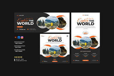 Travel Social Media Banner Set ads advertising banner business campaign corporate design google instagram post marketing modern promotion social media banner social media banner set social media posts social media templates template tourism travel social media banner set web