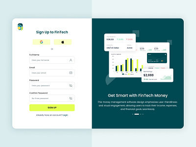 Finance - Money Management Auth Pages app authpages branding dashboard design expences figma finance illustration login money moneymanagement savings signup ui ux