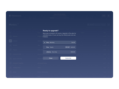 Platosound: Upgrade plan / Billing app billing branding clean design inspiration logo music music player plans player pricing ui upgrade plan ux