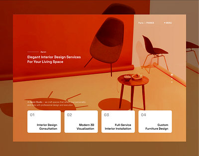 Elegant Interior Design UI Concept hero section layout minimalist red ui concept ui design web design