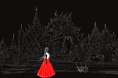 White Temple, Chiang Rai, Thailand chiang rai circle skirt design floor length graphic design thailand ui white temple