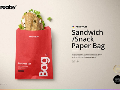 Sandwich Snack Paper Bag Mockup Set bag mockup bag mockup set creatsy custom customizable design mock mock up mockup mockups paper bag mockup paper bag mockup set personalized print printable printed printing sublimation template up