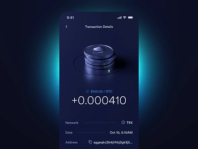 Transaction Details Screen 3d app bitcoin blockchain coins crypto design finance fintech interface ios mobile money payment screen transaction ui ux wallet web3