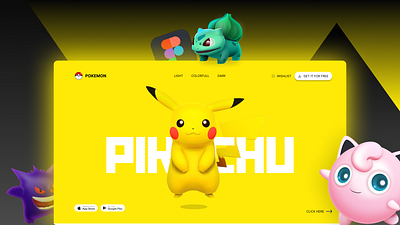 Designed Pikachu Game Download Website animation branding dailyui design game gamewebdesign gamewebsite graphic design landingpage pikachu pikachugame ui webdesign website