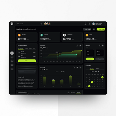 Dashboard Design cryptodashboard dashboard design mockup ui user interface ux design webapp