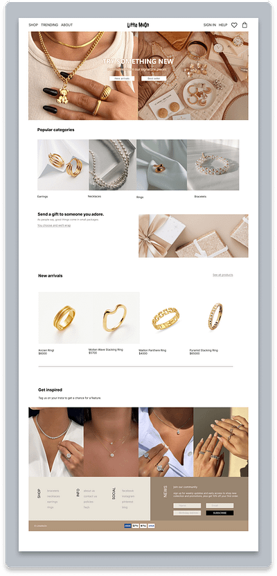 "Little MoOn" Jewelry figma minimal minimaldesign mobileapp ui uidesign uidesigner uiux userexperience userinterface webdesign website website designer websitedesigner