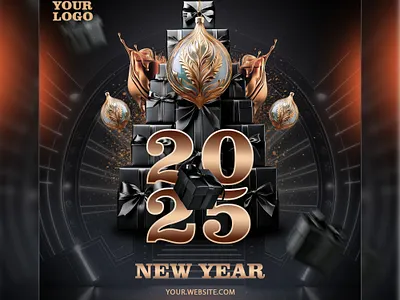 Happy New Year 2025 animation branding brochure facebookpost flyer graphic design illustration instagrampost sociamediapost typography vector