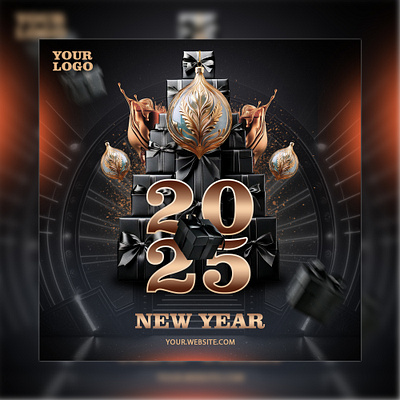 Happy New Year 2025 animation branding brochure facebookpost flyer graphic design illustration instagrampost sociamediapost typography vector