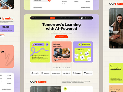 AI Education Website Landing Page ai app app design arobix artificial intiligience branding colorful components education header landing page learning md. azbin islam product service tech ui vintage web design website