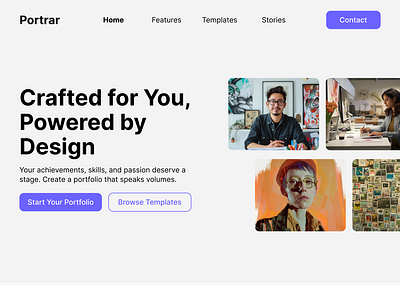 Portfolio creation website landing page design design figma landing page ui ux website design