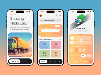 Streamline Shipping with Ease — Logistics Mobile App Design android fleet management app iphone logistic app logistic mobile app mobile app shippingmadeeasy