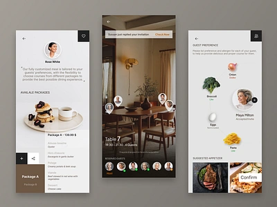 Restaurant App classic light mood minimal mobile app pdp personalized dining plp restaurant app ui ux