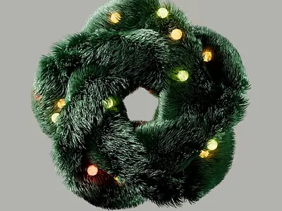 christmas wreath loop animation 3d after effects animation christmas christmas lights design graphic design hair simulation illustration infinite lights loop loop animation motion design motion graphics simulation sweet animation wreath