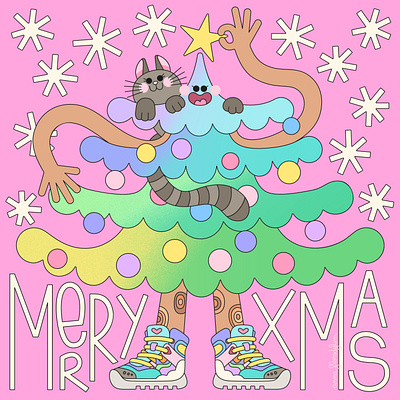 Merry Xmas 2d animal animals bunny cat character design children christmas cute design graphic design illustration illustrator kawaii kidlitart nature navidad sneakers vector winter