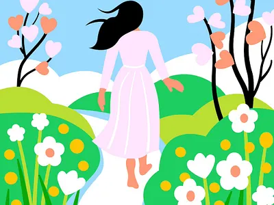 Beginning of Spring artwork digital digital art drawing graphic design hope illustration landscape minimal nature spring vector vector art