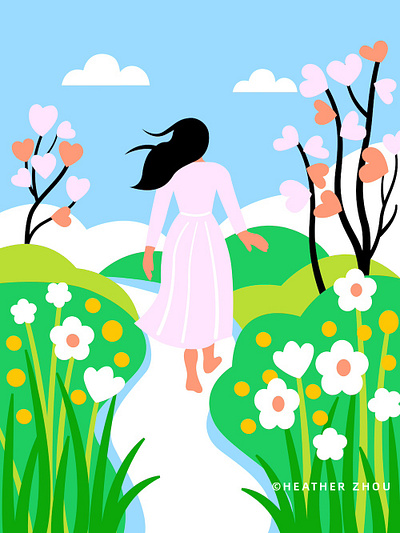 Beginning of Spring artwork digital digital art drawing graphic design hope illustration landscape minimal nature spring vector vector art