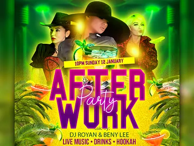 After Party Work Social Media Post animation branding brochure facebookpost flyer graphic design graphic designer illustration instagrampost logo design motion graphics socialmediapost typography vector